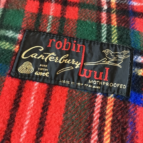 VINTAGE 1960’s New Zealand Robin Canterbury Wul 60x60” Wool Plaid Blanket - Picture 4 of 4